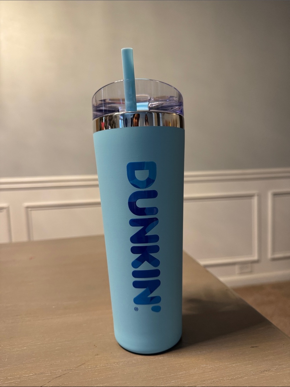 Dunkin' Light Blue Insulated Straw Tumbler - Travel Cup